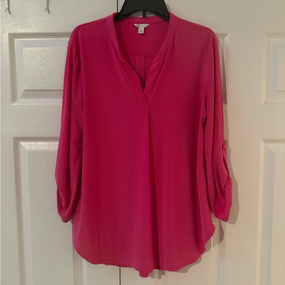 Fuchsia Blouse with V-Neck